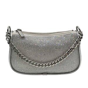 Michael Kors Silver Leather Carmela Small Pouchette Crossbody Bag